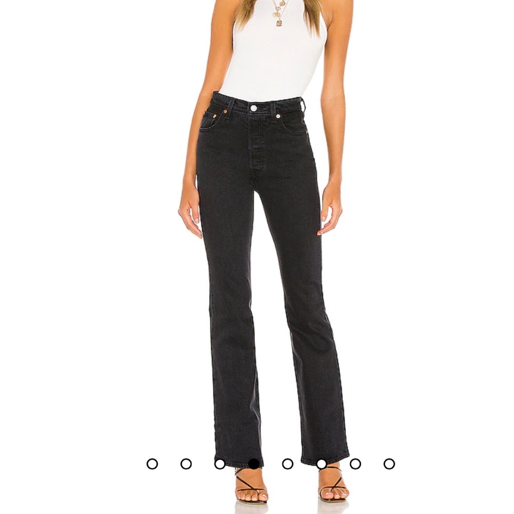 Levis Ribcage Boot in Black Lake Button Fly size 23 Rigid Denim